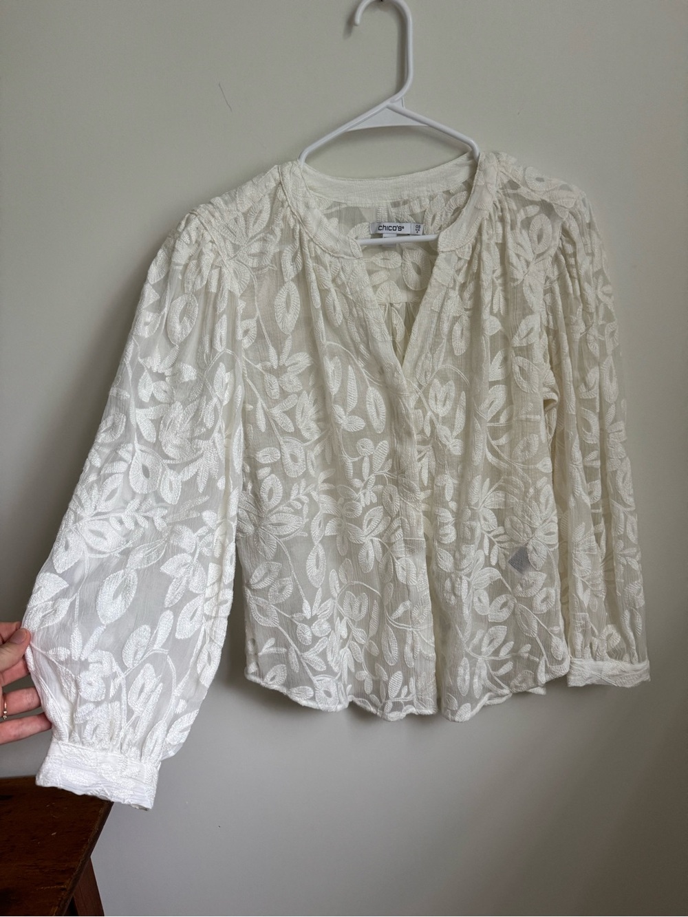 White Embroidered Eyelet Blouse